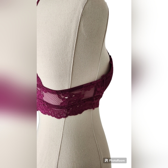 NWOT Yandy Burgundy high neck lace bra - Picture 7 of 12